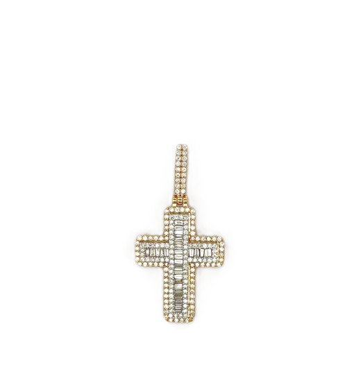 10K Yellow Gold Cross Diamond Pendant 2.25ctw