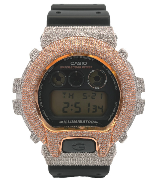 Casio G-Shock Rose / Yellow Iced Out  Natural Diamond Watch 5.00CT