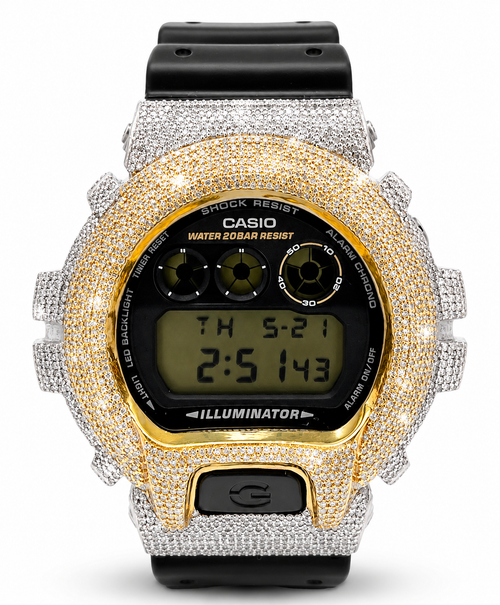 Casio G-Shock Rose / Yellow Iced Out  Natural Diamond Watch 5.00CT