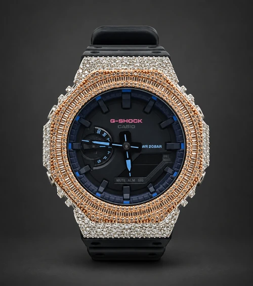 Moissanite Baguette Two-Tone G-SHOCK Watch – Iced Out