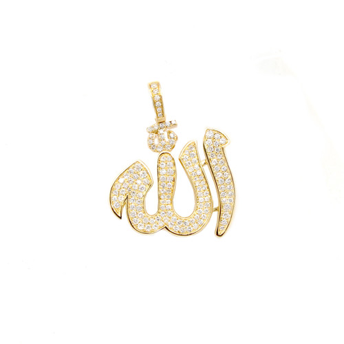 10K Yellow Gold Allah Pendant with 1.90ct Diamonds