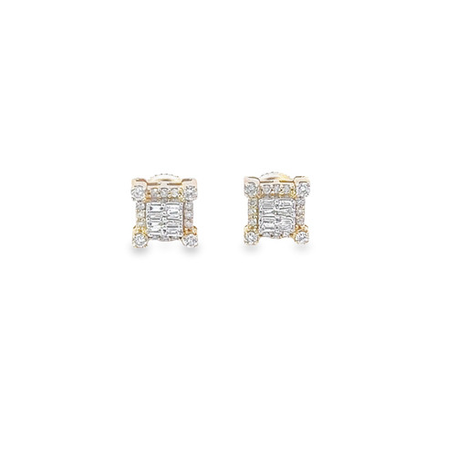 10K Yellow Gold Baguette Diamond Earrings 0.45ct 