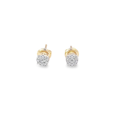 10K Yellow Gold Diamond Circle Earrings 0.35ctw