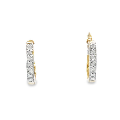 10kt Yellow Gold Hoop Diamond Earrings 0.11ctw