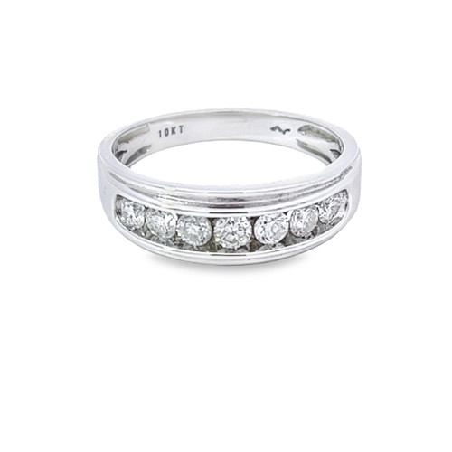 Men's 10K White Gold 0.75ct Diamond Band Ring 