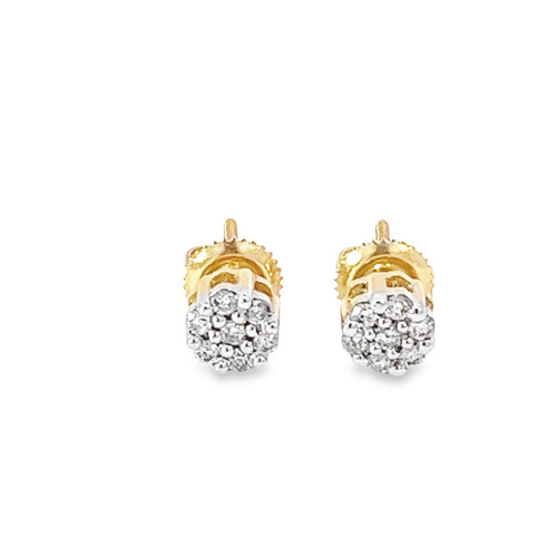 10K Yellow Gold Diamond Flower Earrings 0.30ctw