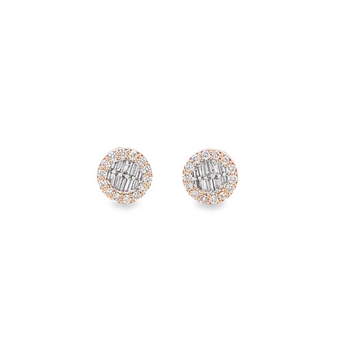 10K  Rose Gold Baguette Diamond Earrings 0.45ctw