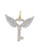 10kt Two Tone Gold Baguette Diamond Key with Heart and Wings Charm 2.00t