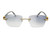 Cartier Rimless Black/Gray Tint Lens with Black and green buff Diamond Sunglasses 5.50ct
