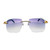 Cartier Rimless Blue/Black Tint Lens with White Buff Diamond Sunglasses 5.50ct