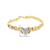 10K Yellow and White Gold Hollow Diamond Cuts XO Heart Bracelet 7.0" 8mm