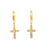 10K Yellow Gold Cross Drop hoop CZ'S  Earrings