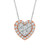 10K White Gold with Rose Gold 3/8Ct Women's Heart Diamond Pendant with Complimentary 18" White Gold Chain