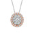 10K White Gold with Rose Gold 3/8Ct Women's Oval Diamond Pendant with Complimentary 18" White Gold Chain