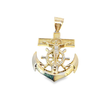 【美品】888Ｈｚ Jesus Christ ゴールド マドモアゼル・愛 巾着付 14K Yellow Gold Anchor with Jesus Pendant - Manhattan Jewelers