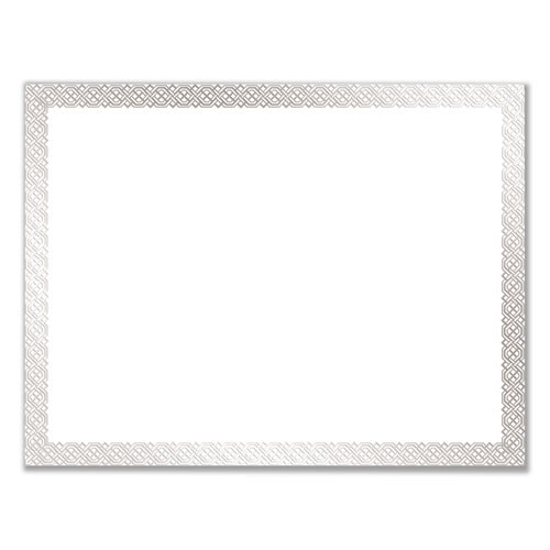 Foil Border Certificates, 8.5 X 11, White/silver With Braided Silver Border,15/pack