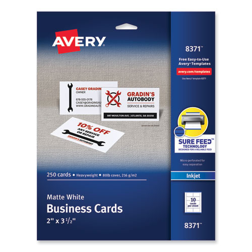 Avery® Printable Microperforated Business Cards w/Sure Feed Technology