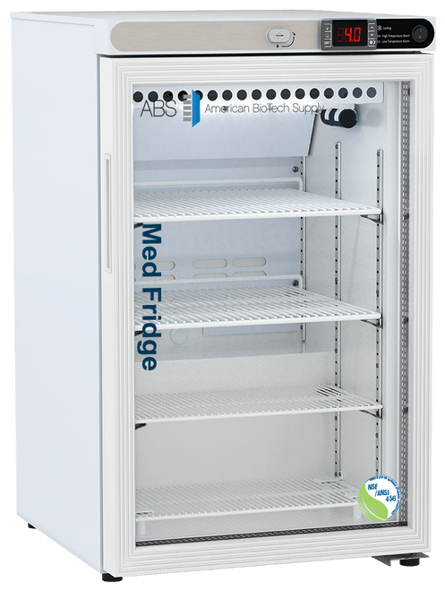 American BioTech Supply PH-ABT-NSF-UCFS-0204G 2.5 cu. ft. Glass Door Undercounter Freestanding Pharmacy Refrigerator
