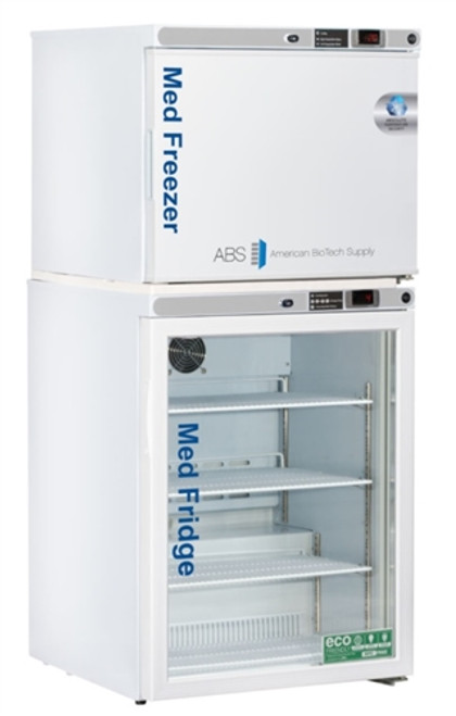 American BioTech Supply PH-ABT-HC-RFC7A-CAD 7 cu. ft. Glass Door Combo Pharmacy/Vaccine RefrigeratoR with Controlled  Freezer