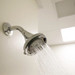 Chrome Earth Luxe  on shower arm with spray turned on