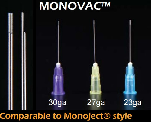 Irrigation Needle Tips Monovac 23Ga, Blue, Monoject 100/Bx