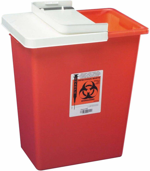 Kendall Sharps Container 14Qt, Large,Red (6.8Wx10.6Lx17.8"H)