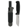 Morakniv Amberg Full Flat Knife, 4.25" Fixed Blade, Black, w/ Click-On Mount and Sheath