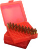 MTM 100 Round Flip Top 22 Mag/ 17 HMR Handgun Ammo Box, Clear Red