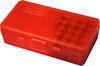 MTM 50 Round Flip Top Ammo Box, 45 ACP, Clear Red