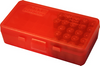MTM 50 Rd Flip Top Ammo Box, 9mm, Clear Red
