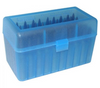 MTM Caseguard 50 Round Flip Top Small Rifle Ammo Box, Clear Blue
