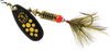 Mepps Black Fury Inline Spinner, #3, 1/4 Oz, Dressed, Single Hook, Black/Yellow Dots