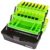 Flambeau 3-Tray Tackle Box- Frost Green/Black, w/Flip-top lid accessory compartment