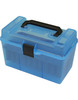 MTM Deluxe Ammo Box 50-Round, w/Handle, 25-06 30-06 270 Win, Clear Blue