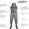 Compass 360 LEDGES II Stocking Foot Wader, Khaki/Sand, Size: 2X-Large