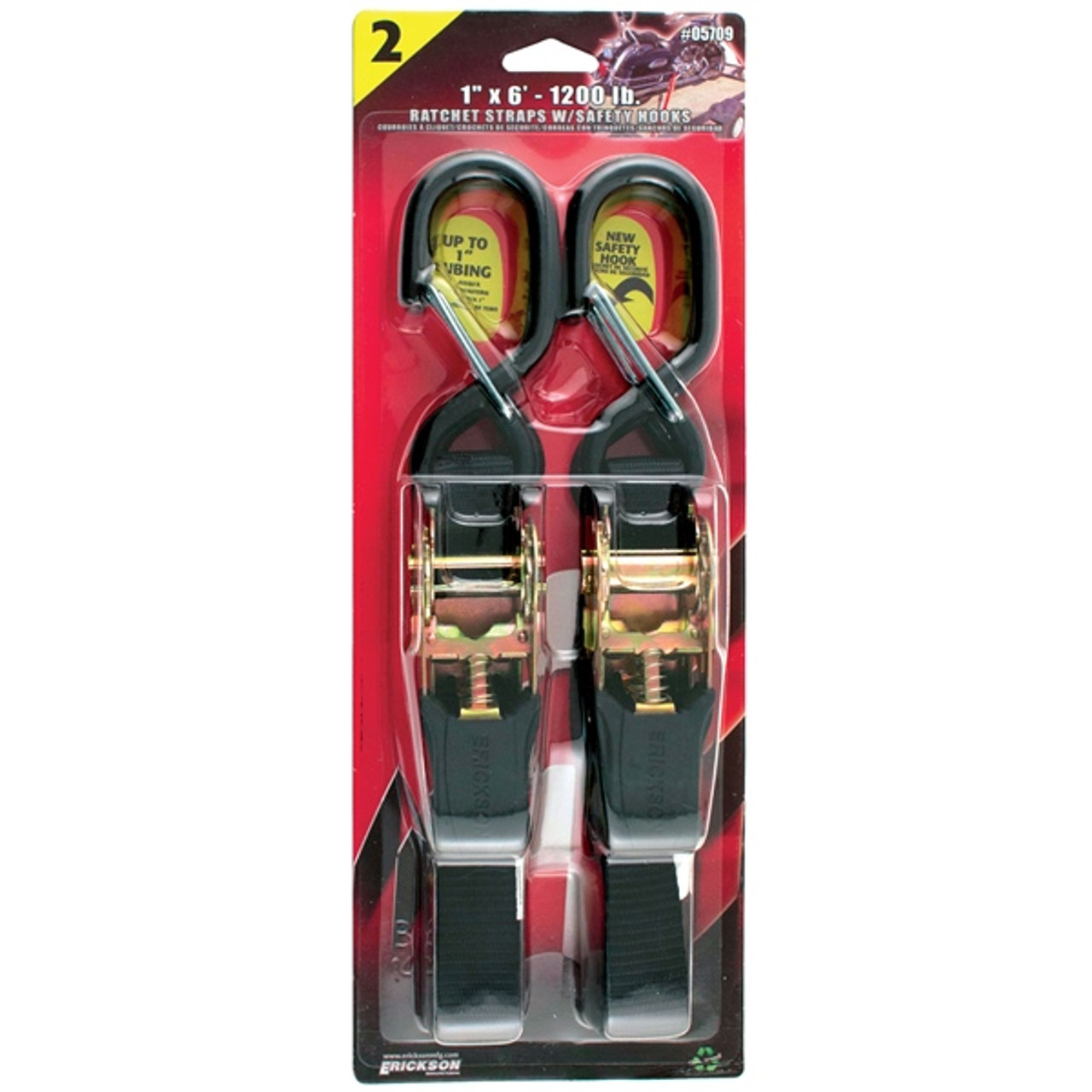 ERICKSON HD Motorcycle Strap with Safety Hook 6' - 1200 lbs - 715076