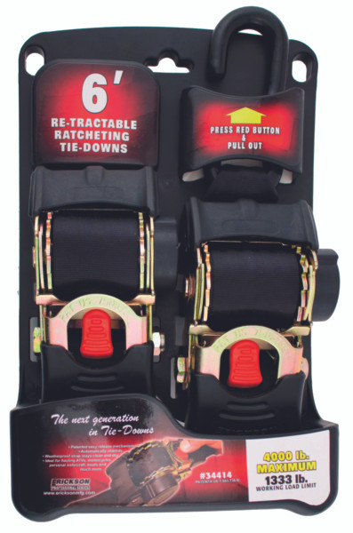 ERICKSON Re-tractable Tie-Downs 2"x6' 6' - 4000 lbs - 715090