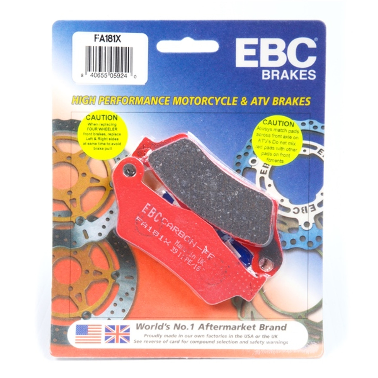 EBC  “X” Series Moto-X Sport & Enduro Brake Pad Organic - Front/Rear - 007577