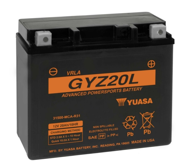 Yuasa Battery Maintenance Free AGM High Performance GYZ20L - 010007