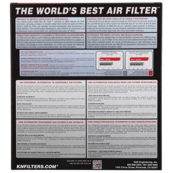 K&N High-Flow OEM Air Filter Fits Honda - 076597