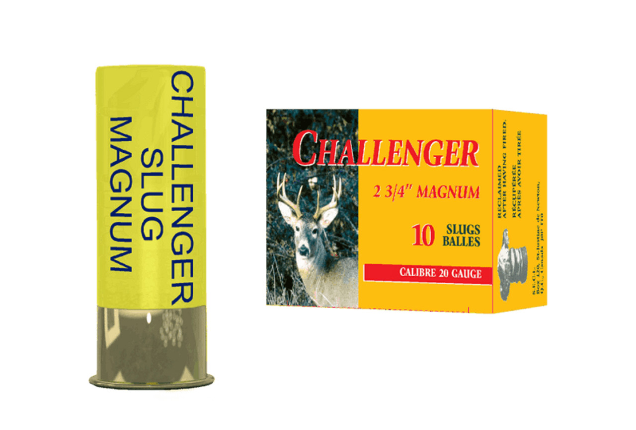 Challenger Magnum Rifled Slugs, 20ga, 2 3/4", Box of 10