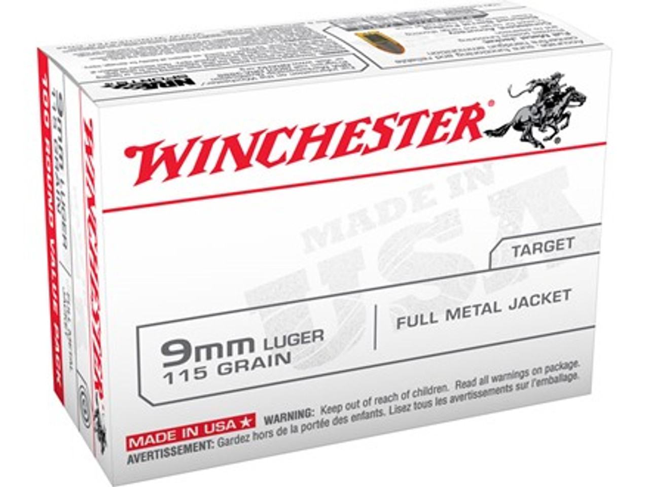 Winchester USA 9mm 115gr, 100 Round Value Pack