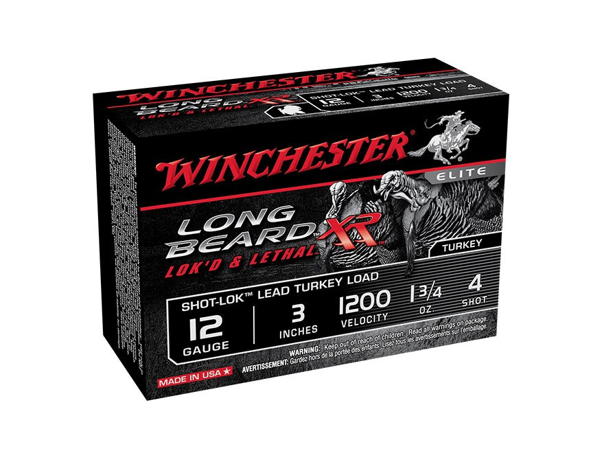 Winchester Long Beard XR Turkey, 12ga 3", 1 3/4oz, #4, Box of 10