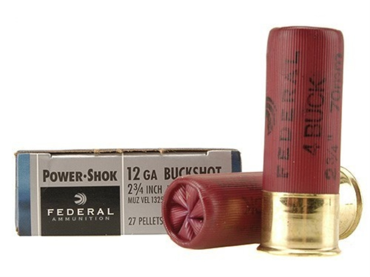 Federal Power-Shok 12ga 2 3/4", #4 Buck, Buffered, Box of 5