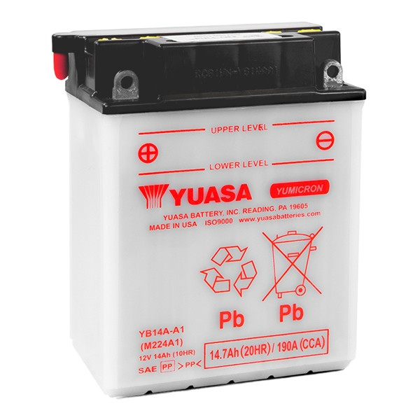 Yuasa High Performance Conventional (AGM) Batteries YB14A-A1 - 038019