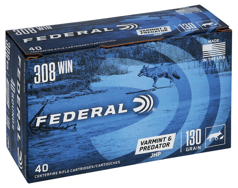 Federal American Eagle Varmint 308 WIN, 130gr Hollow Point, Box of 40