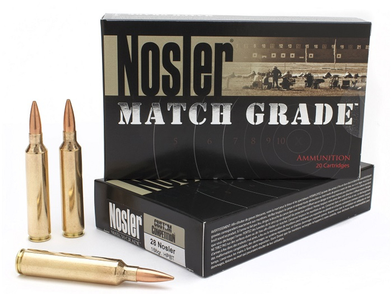 Nosler Match Grade 28 Nosler 168gr BTHP, Box of 20