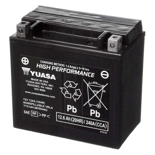 Yuasa Battery Maintenance Free AGM Factory Activated YTX14H - 038007