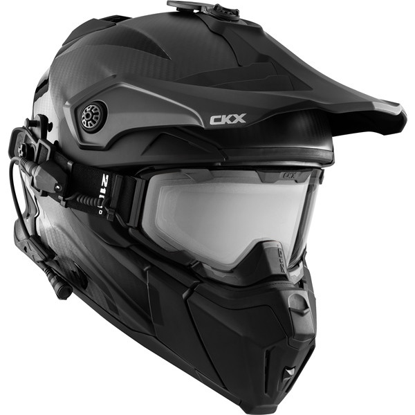 CKX Titan Original Carbon Electric Combo Helmet – Trail and Backcountry Solid - 210° Goggle Included - XS - 512601