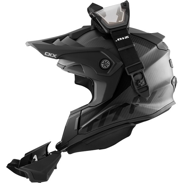 CKX Titan Original Carbon Electric Combo Helmet – Trail and Backcountry Solid - 210° Goggle Included - S - 512602